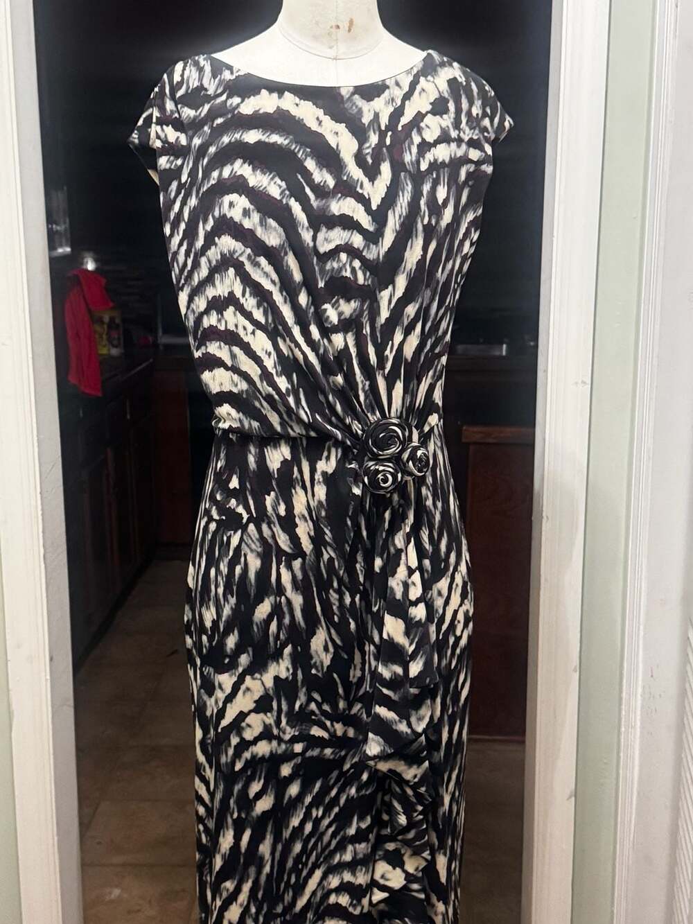 Connected Apparel Dress Zebra Animal Print